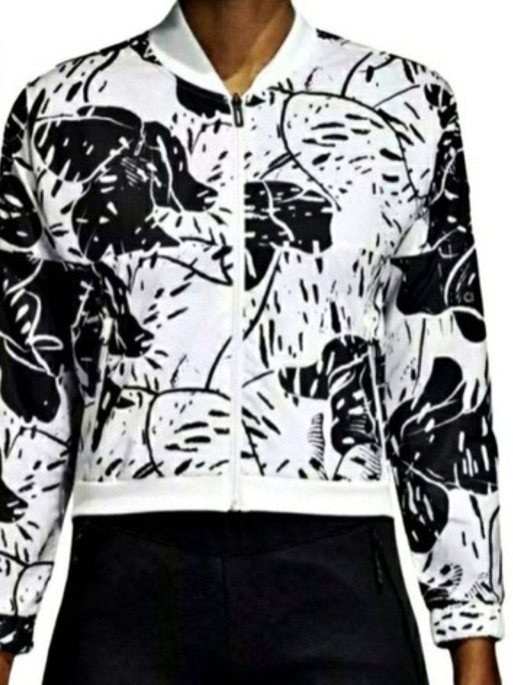 Adidas Cropped Zip Up Bomber Jacket Sz XS